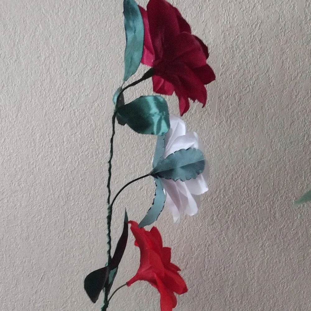 handmade ribbon flowers bouquet of 3 flowers